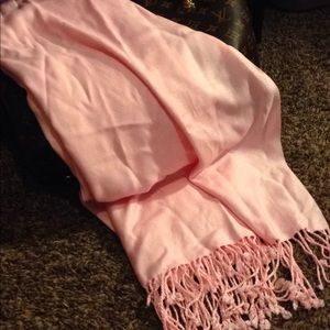 Baby Pink light scarf pashmina wrap with fringe